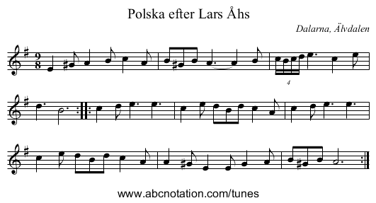 Polska efter Lars Åhs - staff notation