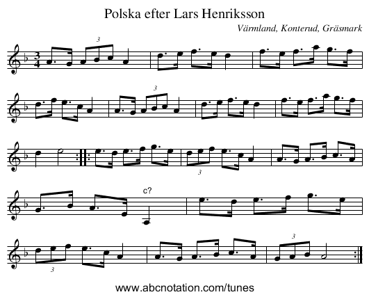 Polska efter Lars Henriksson - staff notation