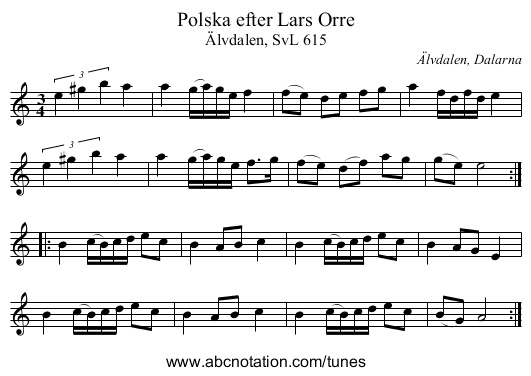 Polska efter Lars Orre - staff notation