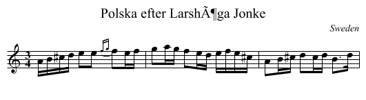 Polska efter LarshÃ¶ga Jonke - staff notation