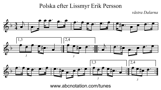 Polska efter Lissmyr Erik Persson - staff notation