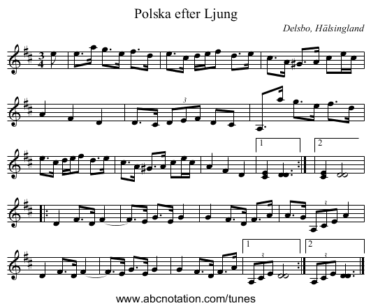 Polska efter Ljung - staff notation