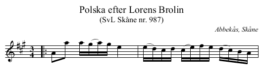 Polska efter Lorens Brolin - staff notation