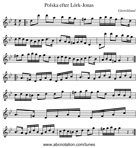 Polska efter Lörk-Jonas - staff notation