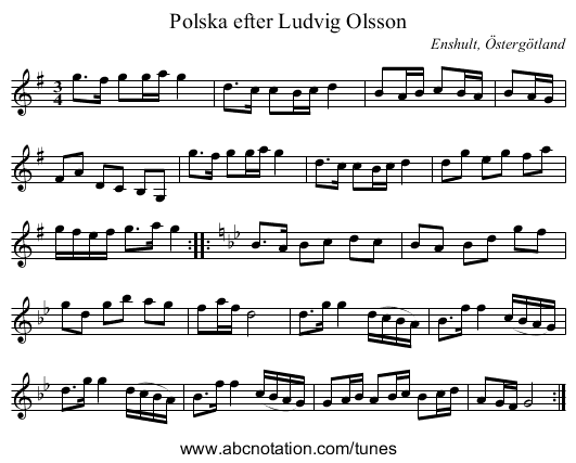 Polska efter Ludvig Olsson - staff notation