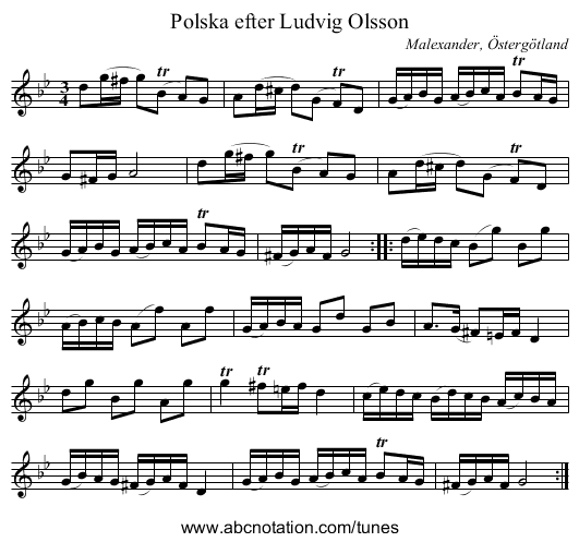 Polska efter Ludvig Olsson - staff notation