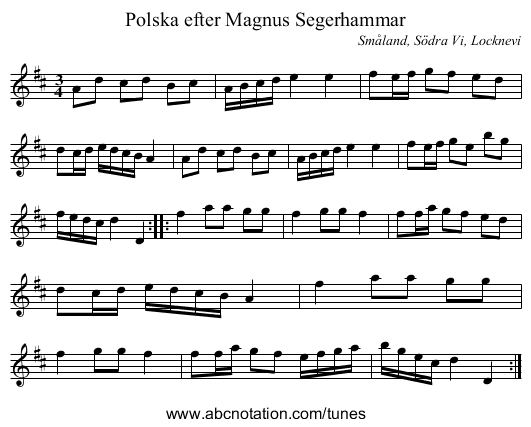 Polska efter Magnus Segerhammar - staff notation