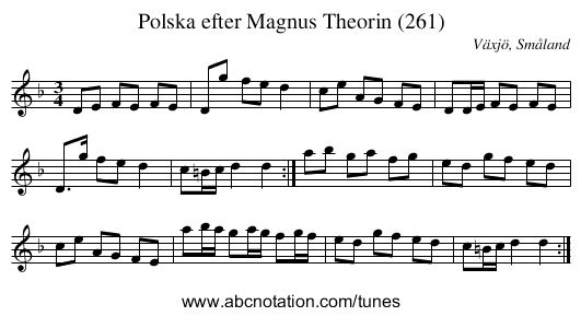 Polska efter Magnus Theorin (261) - staff notation