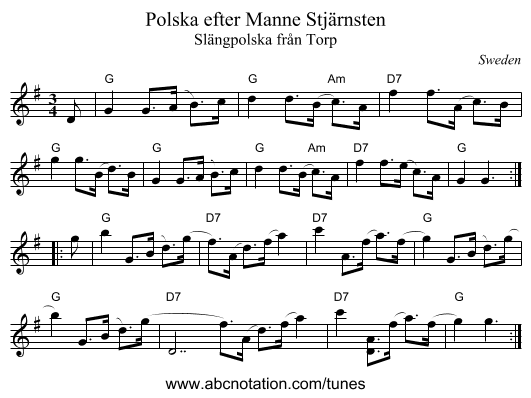 Polska efter Manne Stjärnsten - staff notation