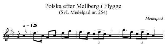 Polska efter Mellberg i Flygge - staff notation