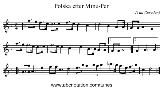 Polska efter Minu-Per - staff notation