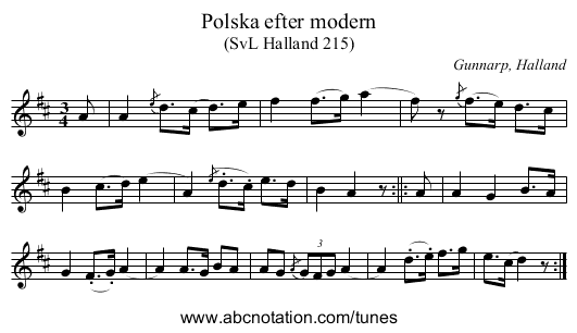 Polska efter modern - staff notation