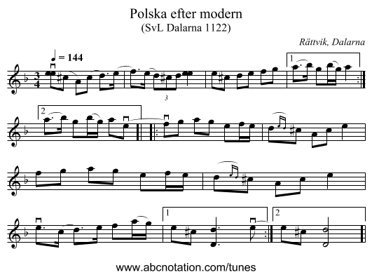 Polska efter modern - staff notation