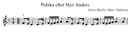 Polska efter Myr Anders - staff notation