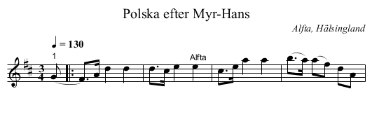 Polska efter Myr-Hans - staff notation