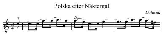Polska efter Näktergal - staff notation