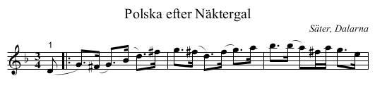 Polska efter Näktergal - staff notation