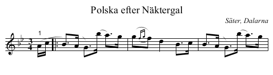 Polska efter Näktergal - staff notation