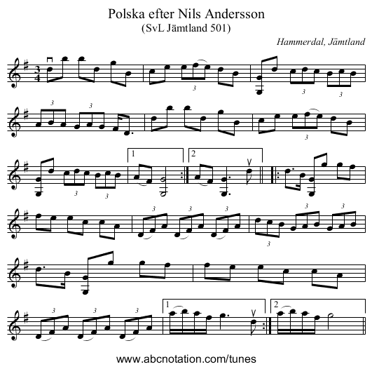Polska efter Nils Andersson - staff notation