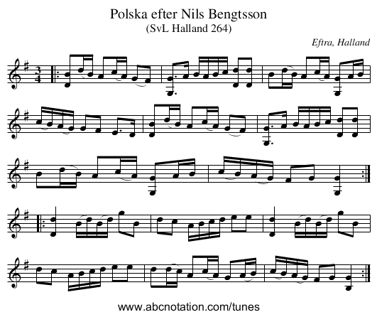 Polska efter Nils Bengtsson - staff notation