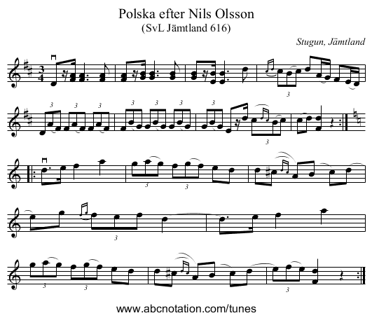 Polska efter Nils Olsson - staff notation