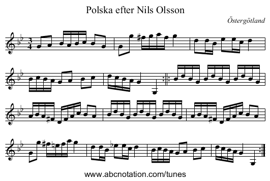 Polska efter Nils Olsson - staff notation