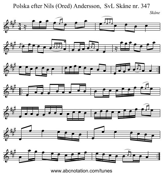 Polska efter Nils (Ored) Andersson, SvL Skåne nr. 347 - staff notation