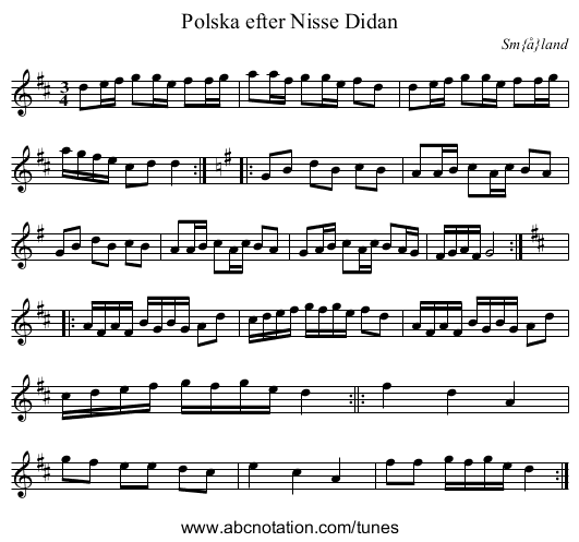 Polska efter Nisse Didan - staff notation