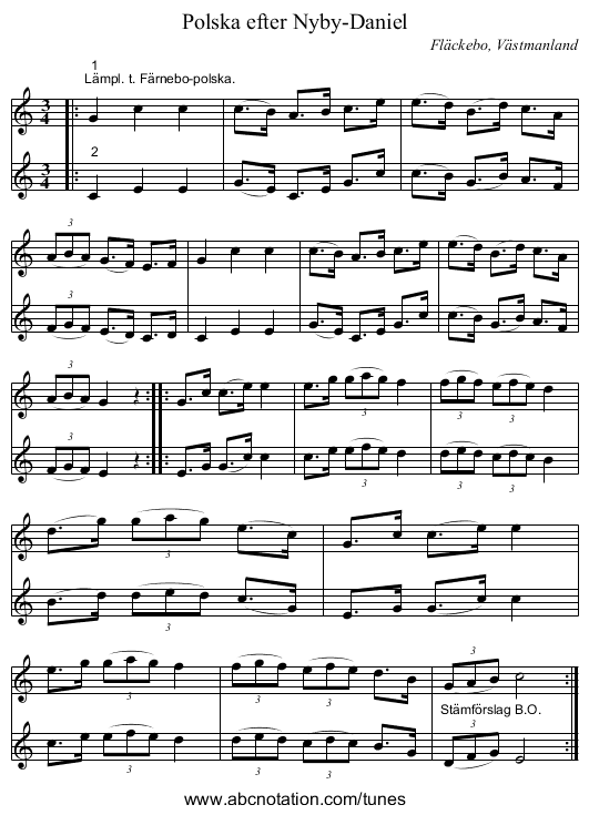 Polska efter Nyby-Daniel - staff notation