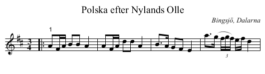 Polska efter Nylands Olle - staff notation