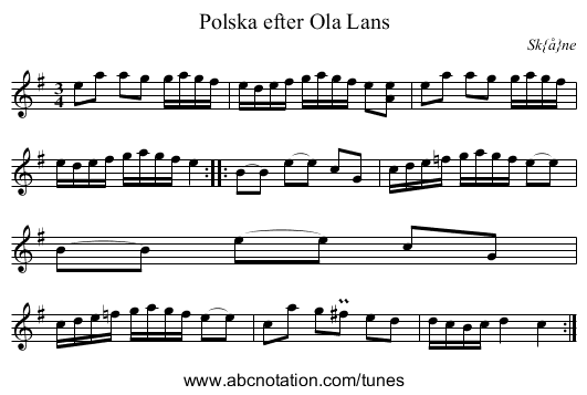 Polska efter Ola Lans - staff notation