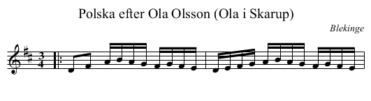 Polska efter Ola Olsson (Ola i Skarup) - staff notation