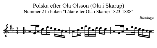 Polska efter Ola Olsson (Ola i Skarup) - staff notation