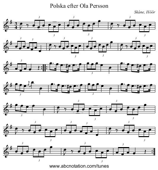 Polska efter Ola Persson - staff notation