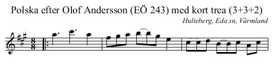 Polska efter Olof Andersson (EÖ 243) med kort trea (3+3+2) - staff notation