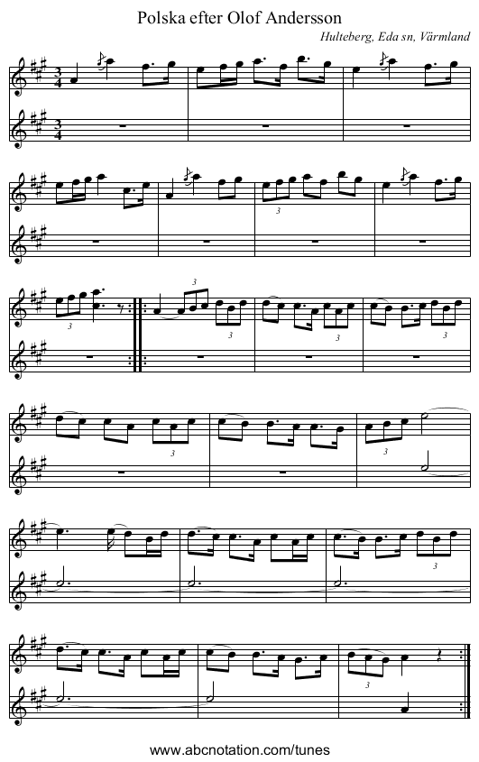 Polska efter Olof Andersson - staff notation