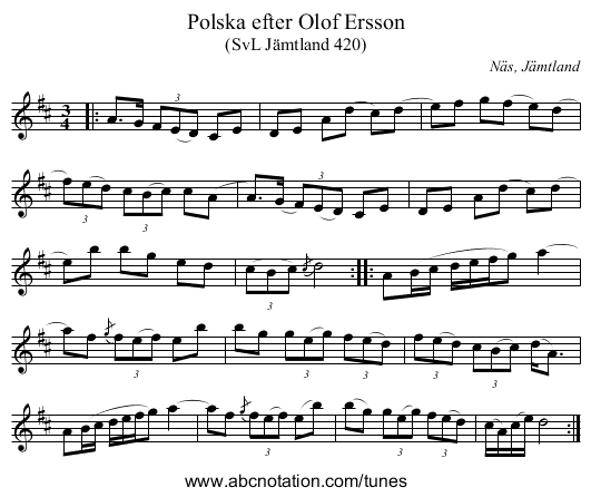 Polska efter Olof Ersson - staff notation