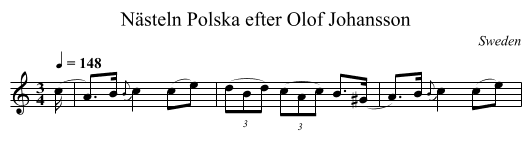 Polska efter Olof Johansson, Nästeln - staff notation