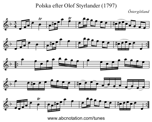Polska efter Olof Styrlander (1797) - staff notation