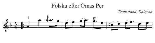 Polska efter Omas Per - staff notation