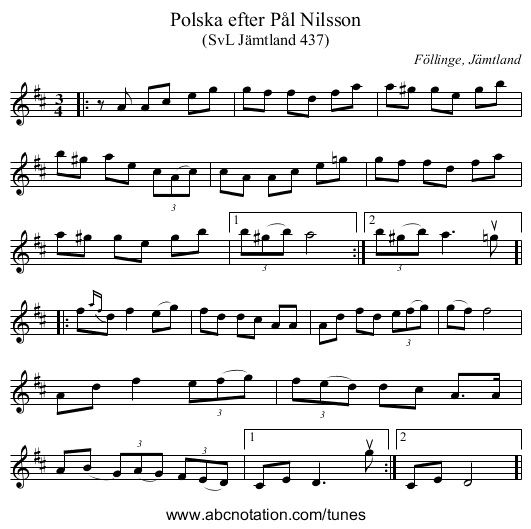 Polska efter Pål Nilsson - staff notation