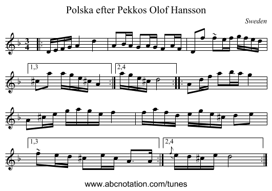 Polska efter Pekkos Olof Hansson - staff notation