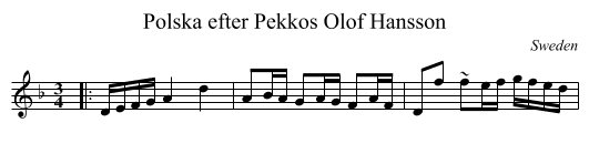 Polska efter Pekkos Olof Hansson - staff notation