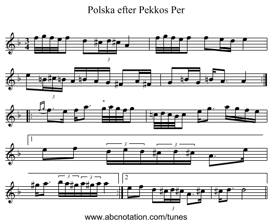 Polska efter Pekkos Per - staff notation