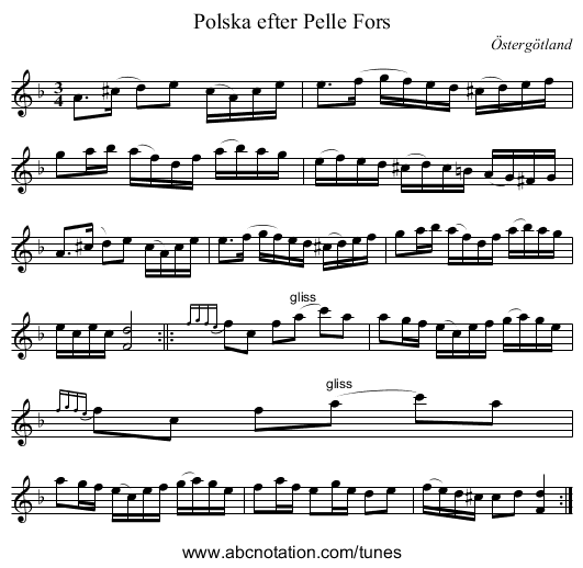 Polska efter Pelle Fors - staff notation