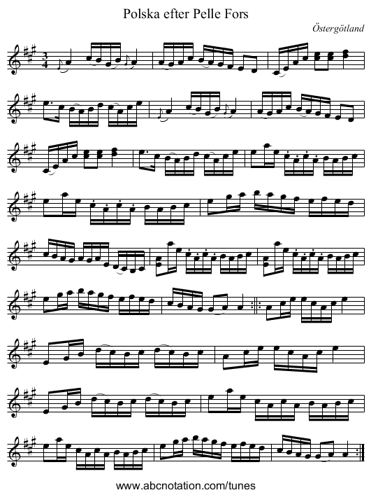Polska efter Pelle Fors - staff notation