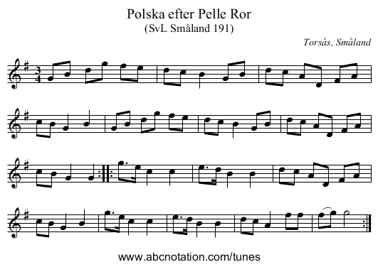 Polska efter Pelle Ror - staff notation