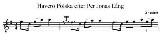 Polska efter Per Jonas Lång, Haverö - staff notation