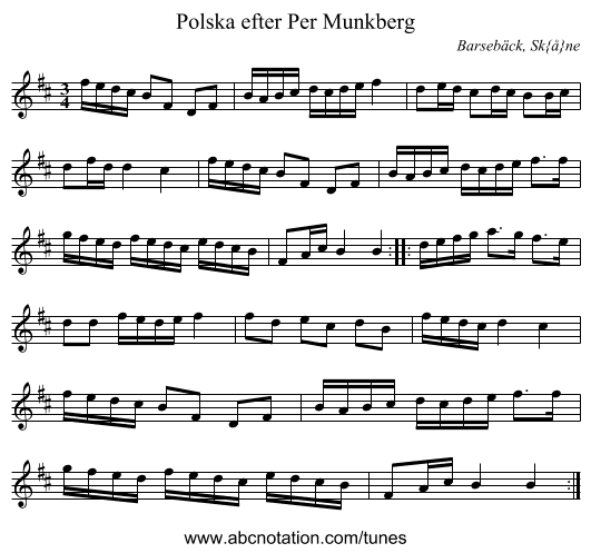 Polska efter Per Munkberg - staff notation