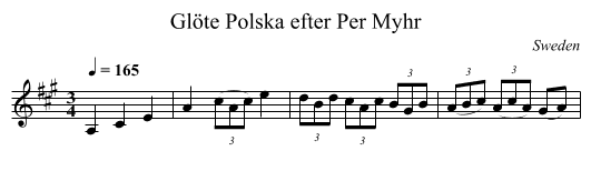 Polska efter Per Myhr, Glöte - staff notation